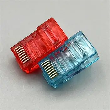 Ethernet Кабели Модуль Штекер Сетевой разъем RJ-45 Кристаллические головки Цвет Cat5 Позолоченный кабель Cat5e