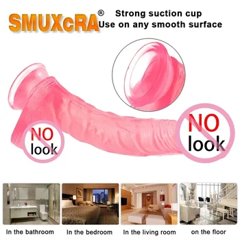 Новый розовый фаллоимитатор 23 см Crystal Dick пенис имитирует мужской пенис Женские секс-игрушки Товары для взрослых Супер дешевый товар