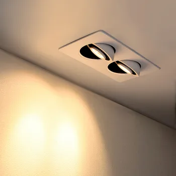  светодиодный потолочный светильник с двойной головой встраиваемый потолочный светодиодный прожектор 360 ° вращающийся регулируемый прожектор 220 В для внутренней гостиной спальни