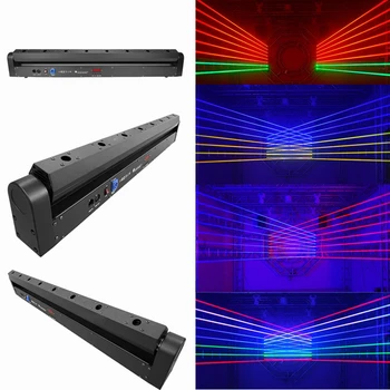 8-глазковый полноцветный RGB-лазерный проектор с трясущейся головкой DMX512 управляет лазерным лучом для перемещения фар DJ Christmas Performance Lights.