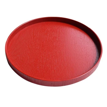  круглая деревянная тарелка еда закуски сервировочные подносы салатница тарелка красная 24 см