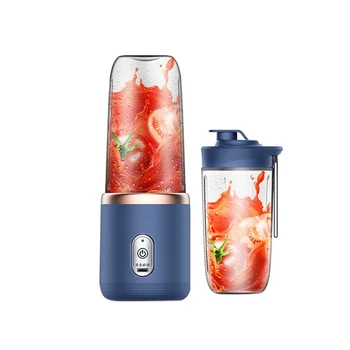 6 лезвий Соковыжималка Блендер с чашкой соковыжималки и крышкой Портативный USB-аккумулятор Небольшой миксер для фруктового сока (синий)