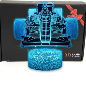 Акриловая настольная лампа для гоночного автомобиля 3D Illusion Светодиодный ночник для домашнего декора 7 Цветоизменяющий ночник Подарок для мужчин Мальчики Дети