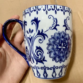Чашка для питья Удобные кружки Керамическая кружка Сине-белая керамическая чашка Ретро Классические чашки для молока для завтрака Чайные чашки Бытовые кофейные чашки