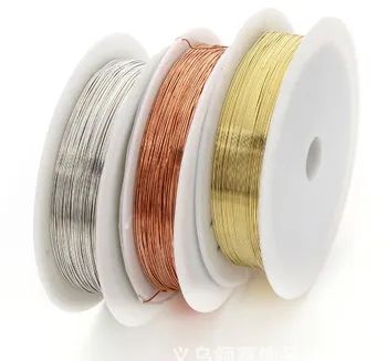 0,3 мм 10 метров / лот серебряная / золотая медная проволока для браслета ожерелье DIY Colorfast Bead Wire Ювелирные изделия Шнур String Craft Making