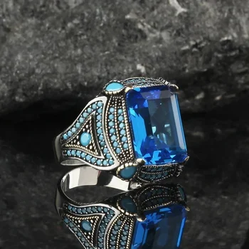 Стильное кольцо унисекс из цинкового сплава с камнем для модных личностей Кольца Мода Свадьба Богемия Геометрический винтаж