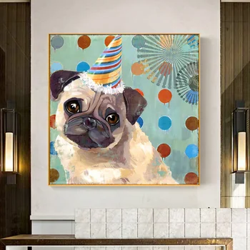Милая собака Холст Живопись на стене Животные Плакаты и Принты Настенное Искусство Картина Для Детской Комнаты Детская Домашний Декор Cuadros