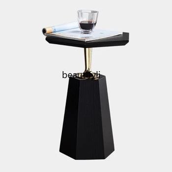  Светлый роскошный маленький журнальный столик Диван из массива дерева Приставной столик Бытовая шестиугольная творческая прикроватная тумбочка Угловой столик