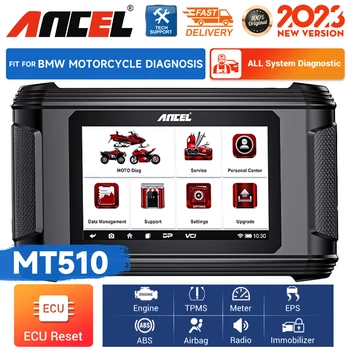 ANCEL MT510 OBD2 Инструменты для диагностики мотоциклов Считыватель всех системных кодов ABS Bleed ECU TPS Oil Reset Moto Scanner Подходит для BMW / Harley