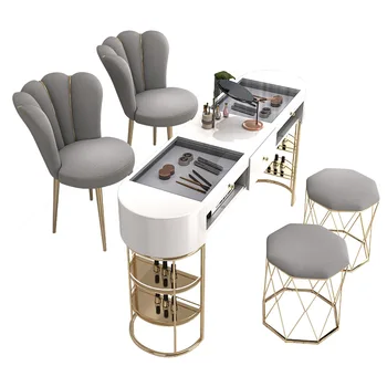 Набор маникюрных столов Экономичный стеклянный стол для одинарных и двойных ногтей Gold Special Manicure Shop