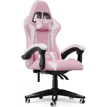Bigzzia Игровое кресло Офисное кресло Откидывающийся Кожаный Регулируемый Поворотный Rolling Эргономичные стулья для видеоигр Гонки