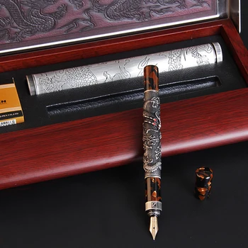 Fuliwen Metal Ancient Gray Dragon Design Целлулоидная ручка 14-каратное золото перо 0,7 мм чернильная ручка для письма