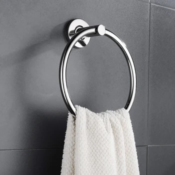  Нержавеющая сталь Круглый стиль Держатель кольца для полотенец Настенное крепление Стойка для парелей Аксессуары для ванной комнаты Оборудование для ванны