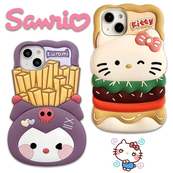 Hello Kitty Sanrio Kawaii Kuromi Чехол для телефона для IPhone 14 Pro Max 13 12 11 Аниме Силиконовый чехол для телефона Девушки Забавные чехлы для телефонов