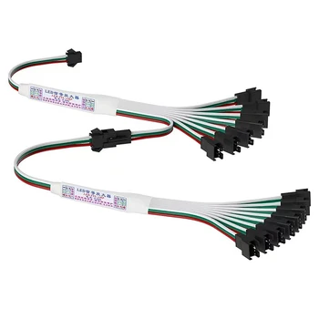  Ретранслятор мини-усилителя сигнала светодиодной ленты для WS2812B WS2811 SK6812 3-контактный модуль адресуемой светодиодной ленты RGBIC от 1 до 4/8 5-24 В