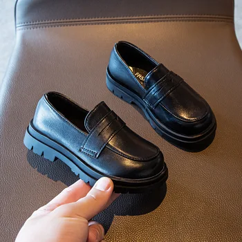 Детская кожаная обувь для мальчика Ретро Черный Британский Стиль Сокровище Мягкая Подошва Детская Обувь Для Мальчика Сандалия Infantil Menina Zapatillas
