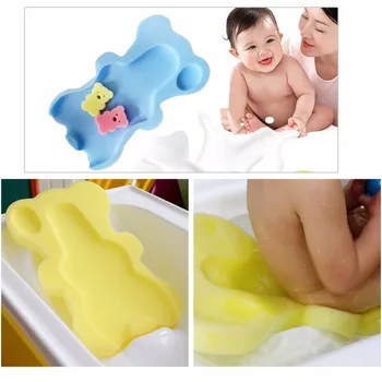  Baby Infant Soft Bath Sponge Seat Cute Anti Slip Foam Pad Коврик Поддержка тела Безопасность Детская подушка Губка Товары для ванной комнаты