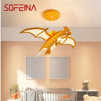 SOFEINA Детская подвесная лампа с динозавром Светодиодный креативный оранжевый мультяшный свет для детской комнаты Детский сад с регулируемой яркостью пульт дистанционного управления