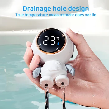 Детский термометр для ванны Плавающая игрушка IP65 Водонепроницаемый термометр для воды астронавта с сенсорным светодиодным дисплеем для новорожденного Baby Shower In