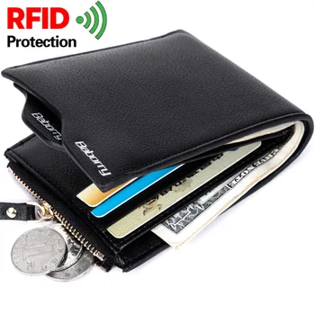 RFID Защита от кражи Монетная сумка Застежка-молния Мужские кошельки с блокировкой карманного удостоверения личности Мини-тонкий кошелек Автоматический всплывающий кошелек для монет с кредитной картой